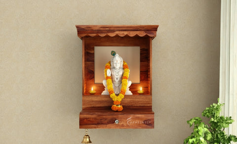 Aaradhya wall-mounted pooja mandir with single drawer