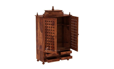 Sanskriti Sheesham wood pooja cabinet with doors closed