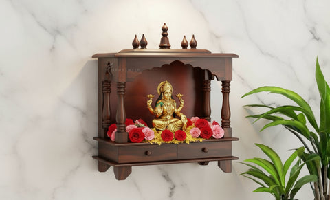Advika wall-mounted pooja mandir in Sheesham wood