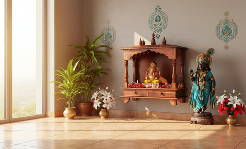 Advika Wall-Mounted Sheesham Wood Mandir