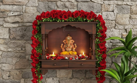 Advika Wall-Mounted Sheesham Wood Mandir