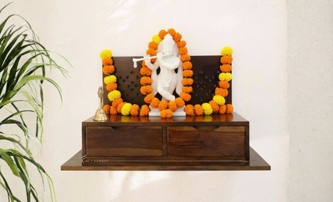 Vihana modern wall-mounted pooja mandir with drawers