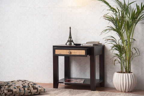 EBONY STYLISH MANGO WOOD BEDSIDE