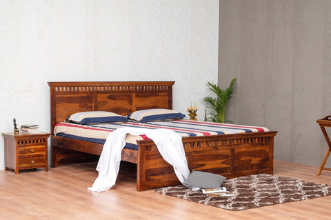 MEADOW STYLISH SOLID SHEESHAM WOOD BED WITHOUT STORAGE